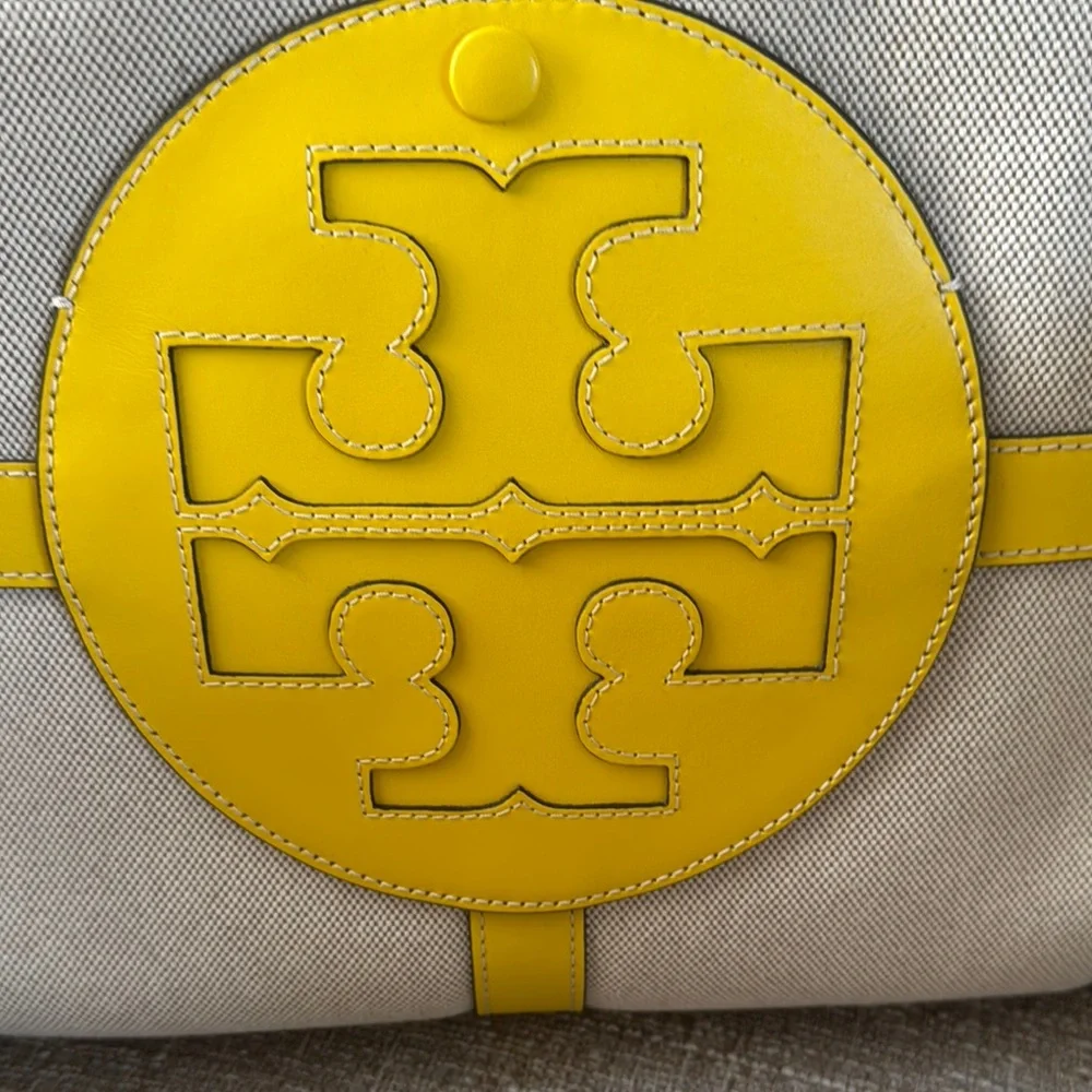 Tory Burch Yellow Trim Canvas Tote